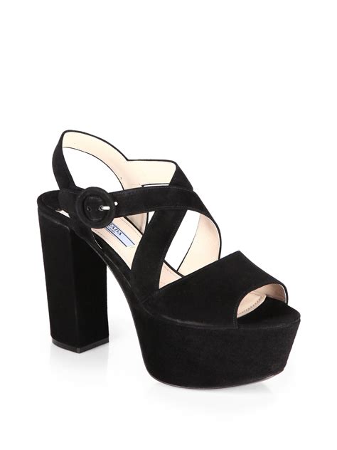 neimans prada black suede crisscross ankle-wrap platform sandal black|neiman marcus prada boots.